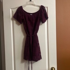 Q&A Burgundy Lace Crochet Dress - Size M
